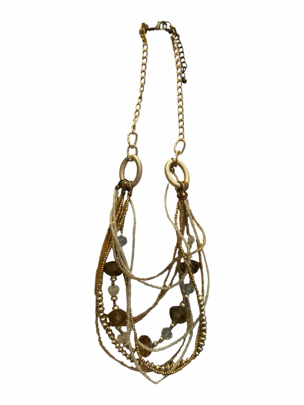 Vintage Multi-Strand Gold Bead Statement Necklace - Women Jewelry